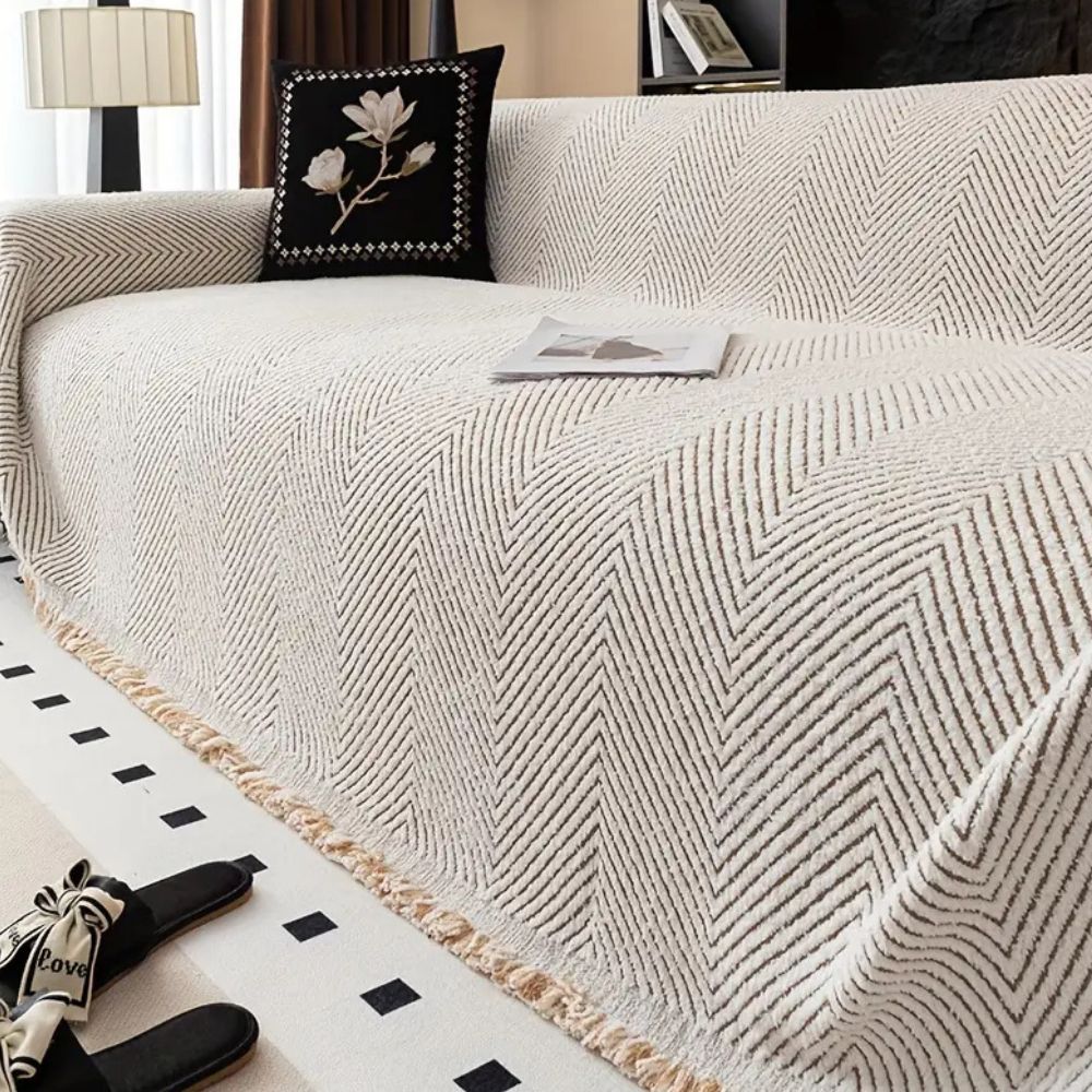 Elegant Herringbone Couch Cover Easy‑Care Furniture Shield