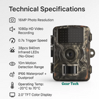 HD Trail Camera with 16MP Photos & 1080P Video