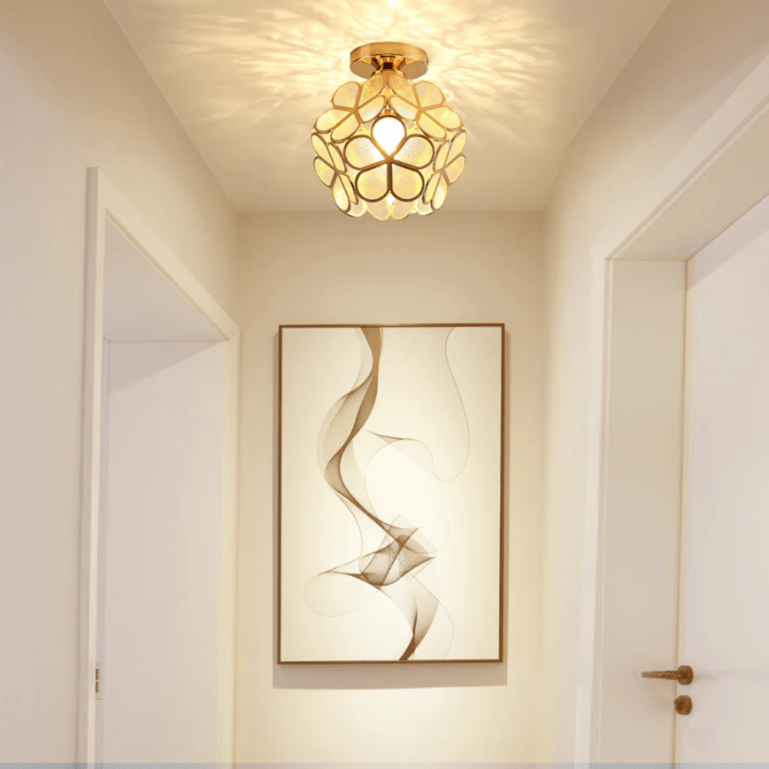 Flush Mount Ceiling Light Glass Floral Modern Fixture - Image 3
