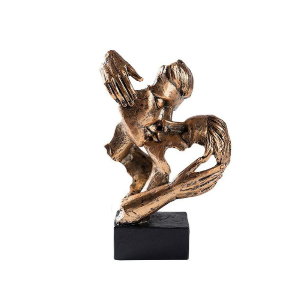 Abstract Couple Kiss Statue Contemporary Home Decor Accent