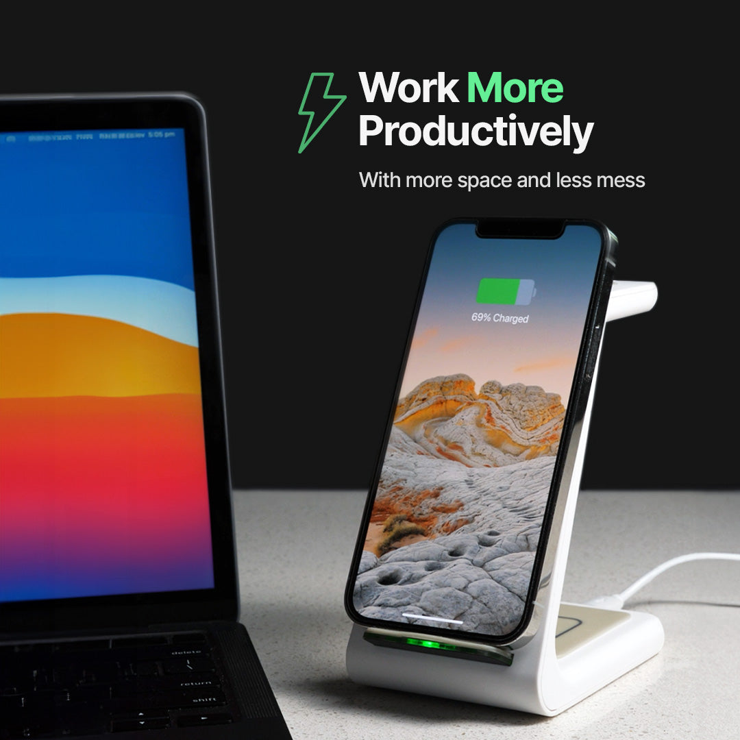 3‑in‑1 Wireless Charging Station for Phone, Watch & Earbuds