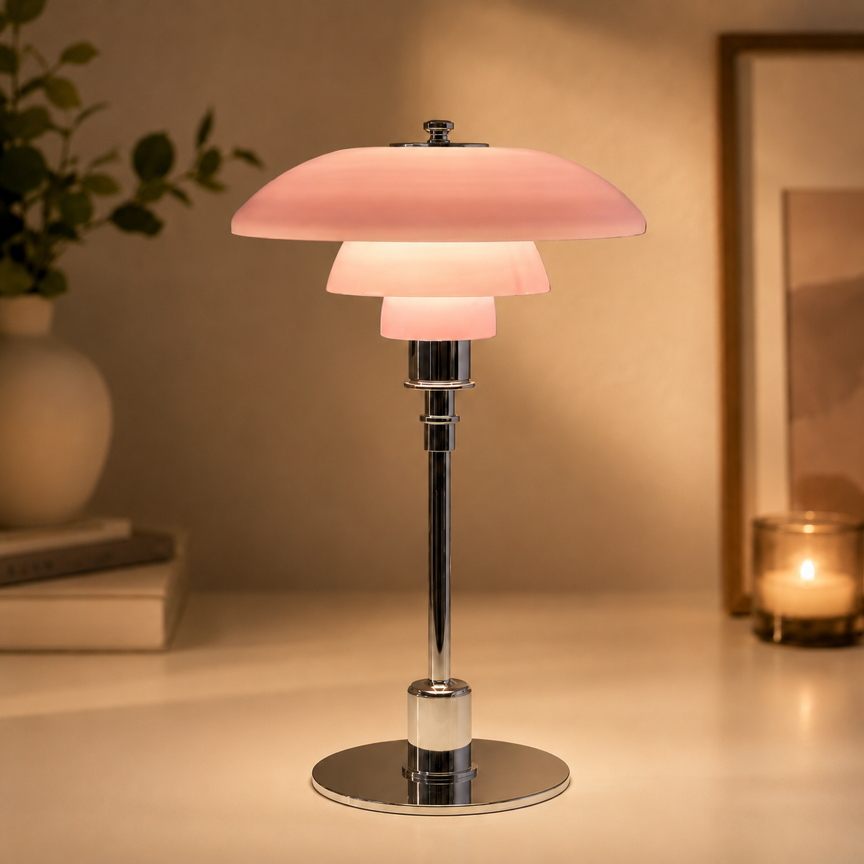 Scandinavian Bedside Table Lamp with Minimalist Glass Shade