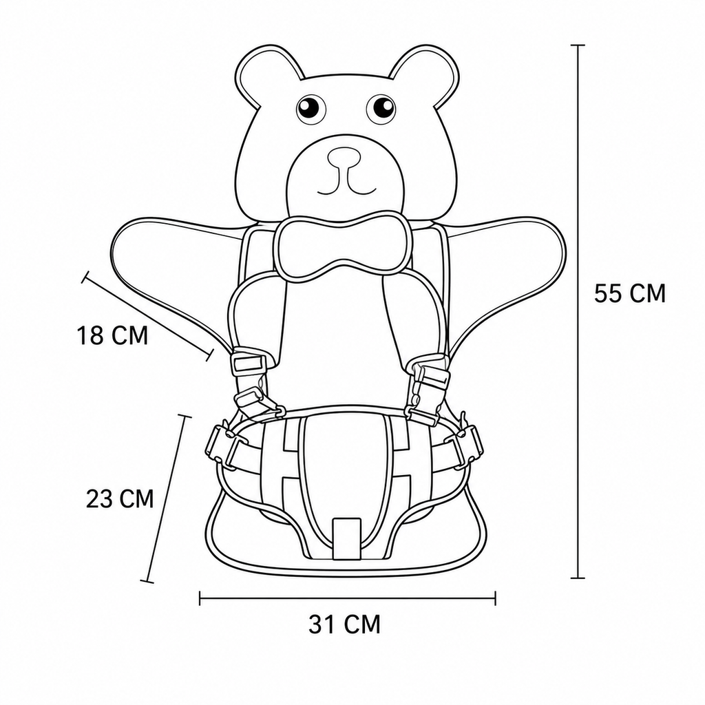 Adjustable Child Travel Booster Seat with Bear Design