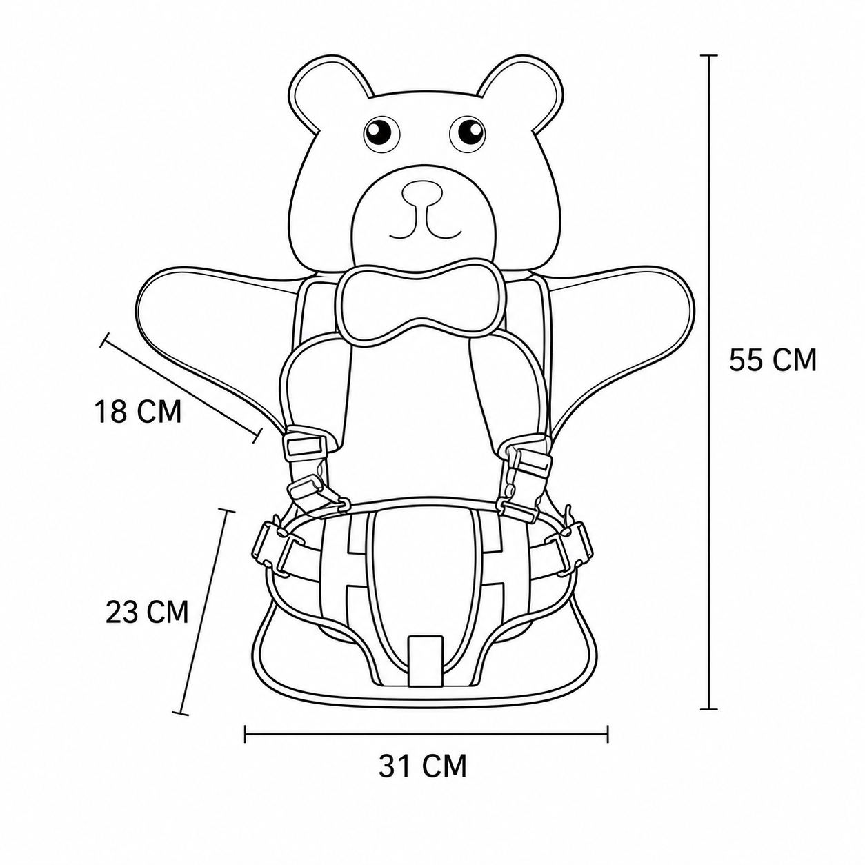 Adjustable Child Travel Booster Seat with Bear Design