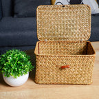 Decorative Storage Basket with Lid Rectangular Organizer