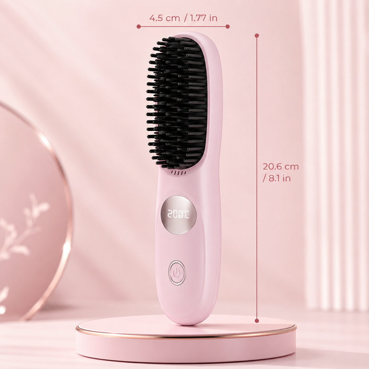 Cordless Hair Straightener Brush with LED Display