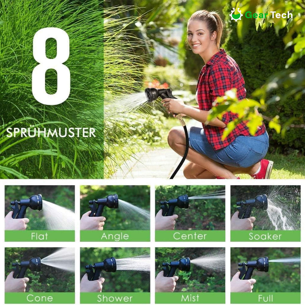 Expandable Garden Hose with 8‑Function Spray Nozzle