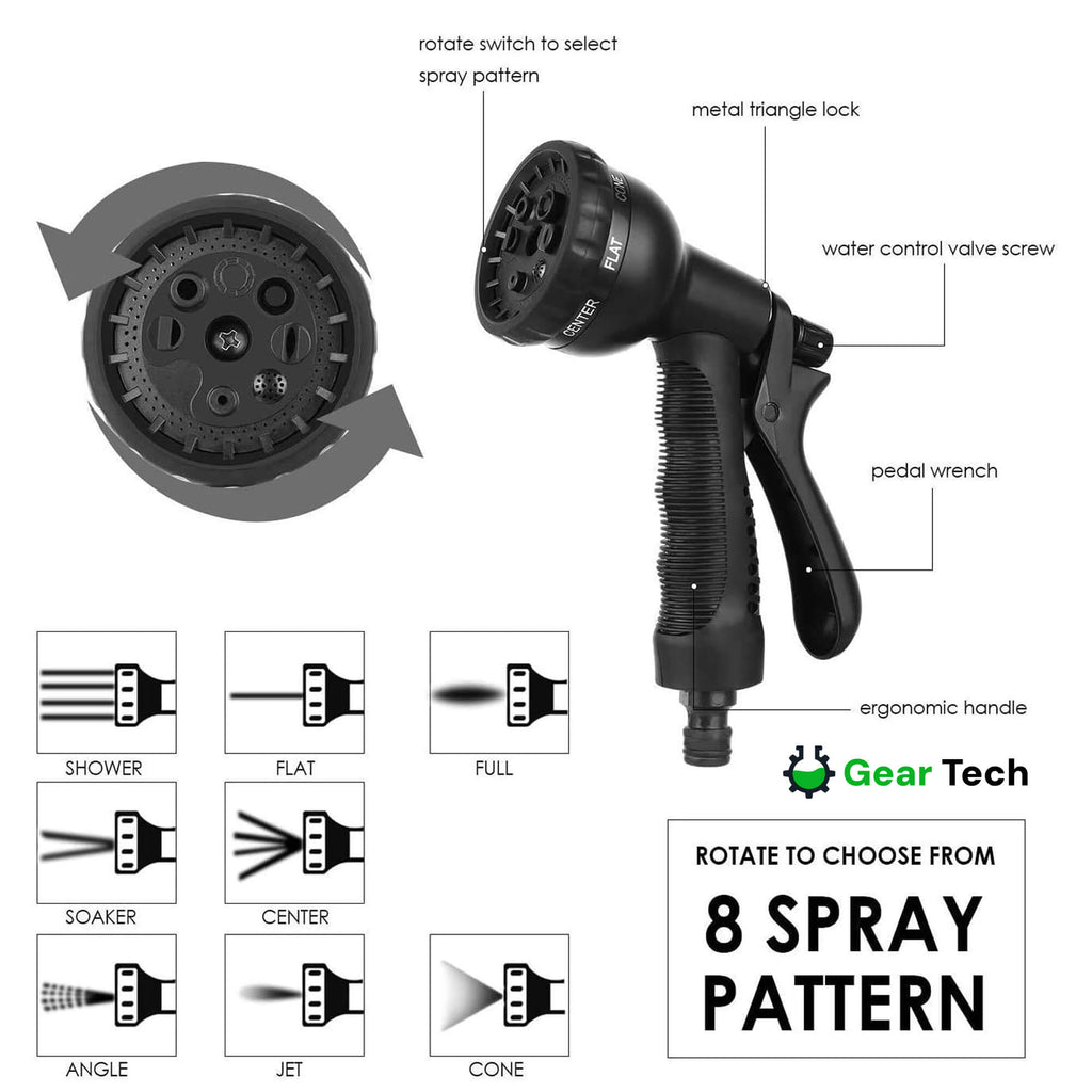 Expandable Garden Hose with 8‑Function Spray Nozzle