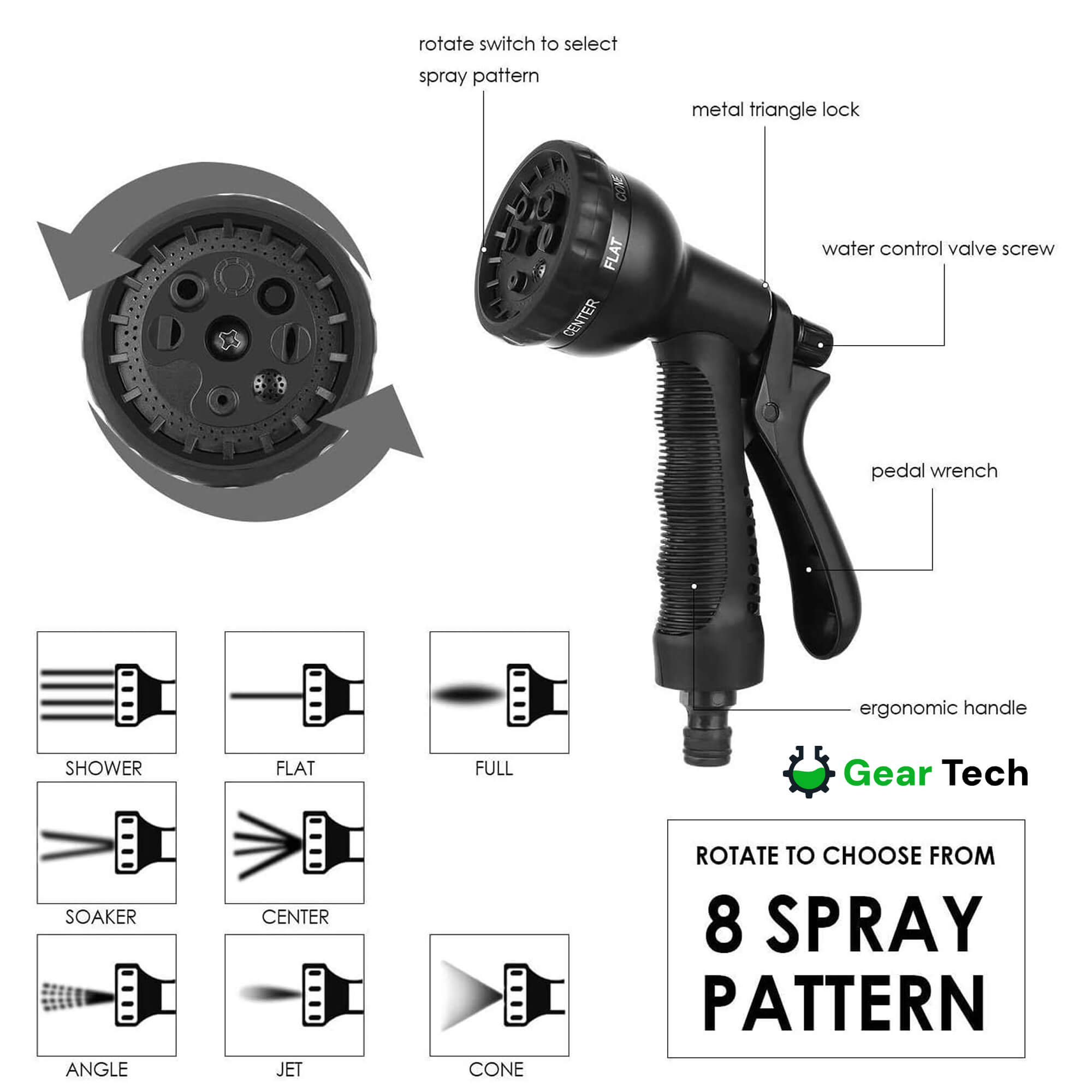 Expandable Garden Hose with 8‑Function Spray Nozzle