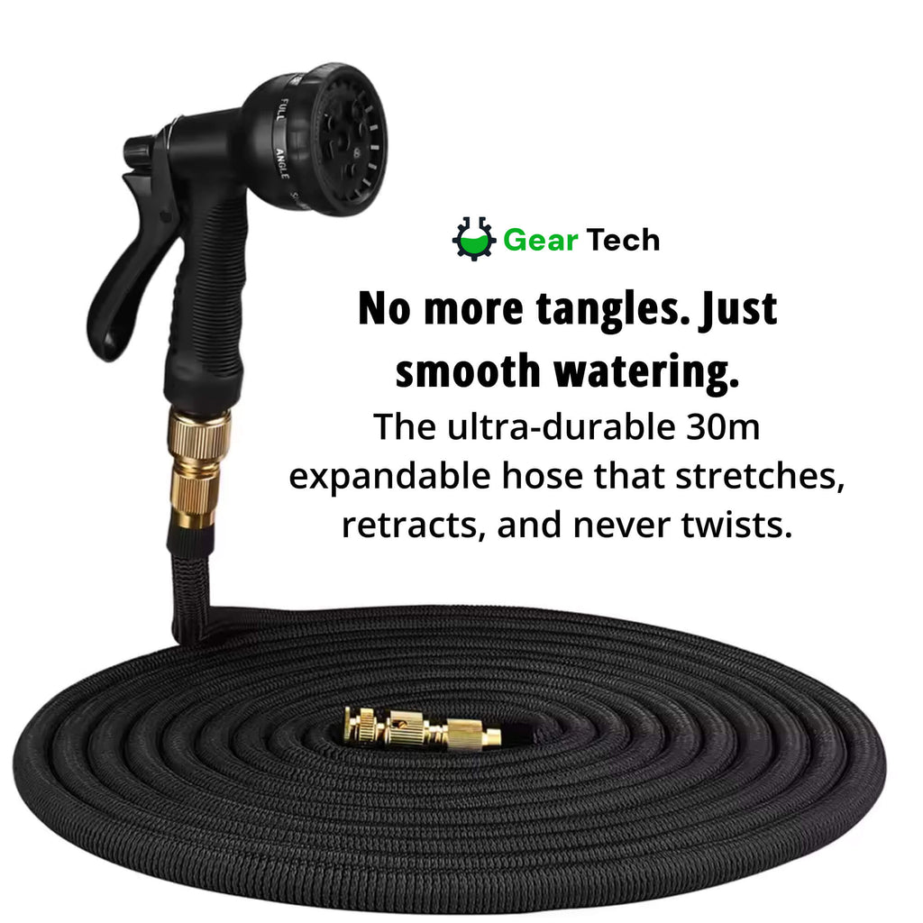 Expandable Garden Hose with 8‑Function Spray Nozzle