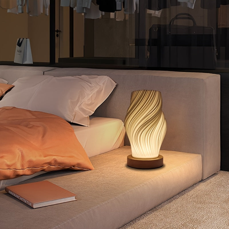 Tasela - Wooden USB Table Lamp with Adjustable Brightness - Image 3