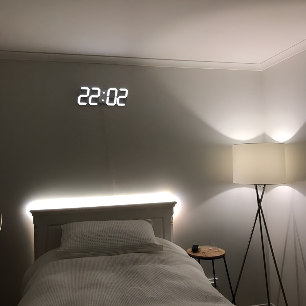 Digital Wall Clock 3D LED Time Display with Night Mode