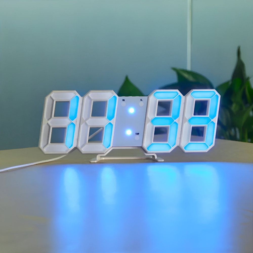Digital Wall Clock 3D LED Time Display with Night Mode
