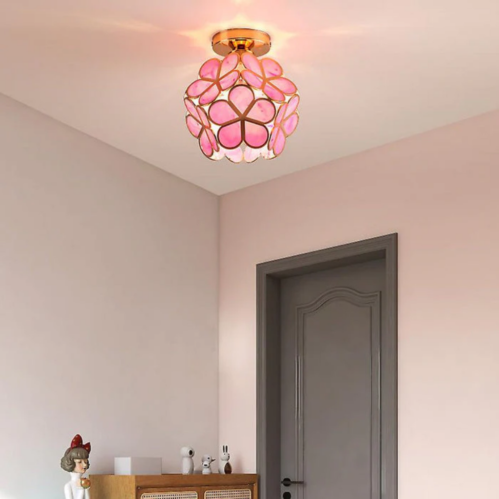 Flush Mount Ceiling Light Glass Floral Modern Fixture - Image 4