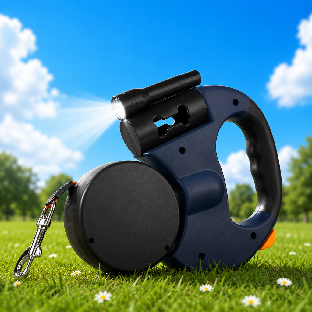 10FT Dual Retractable Dog Leash with Flashlight