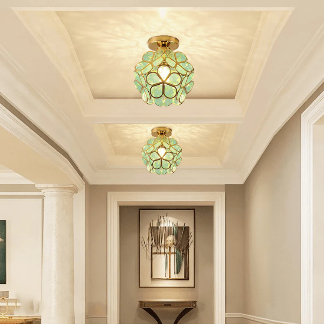 Flush Mount Ceiling Light Glass Floral Modern Fixture - Image 2