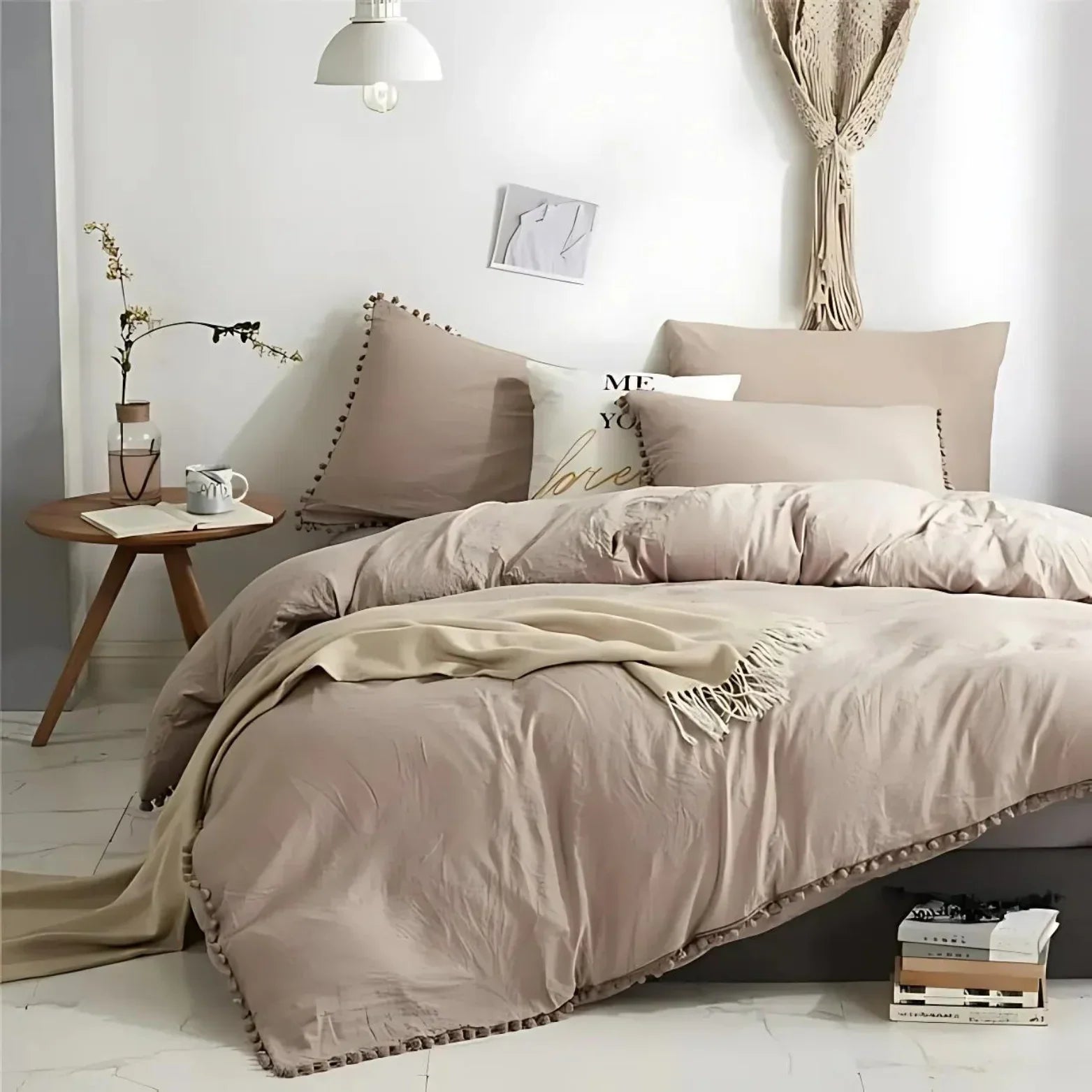 Anna Quilt Cover Set Nordic Pompom Trim