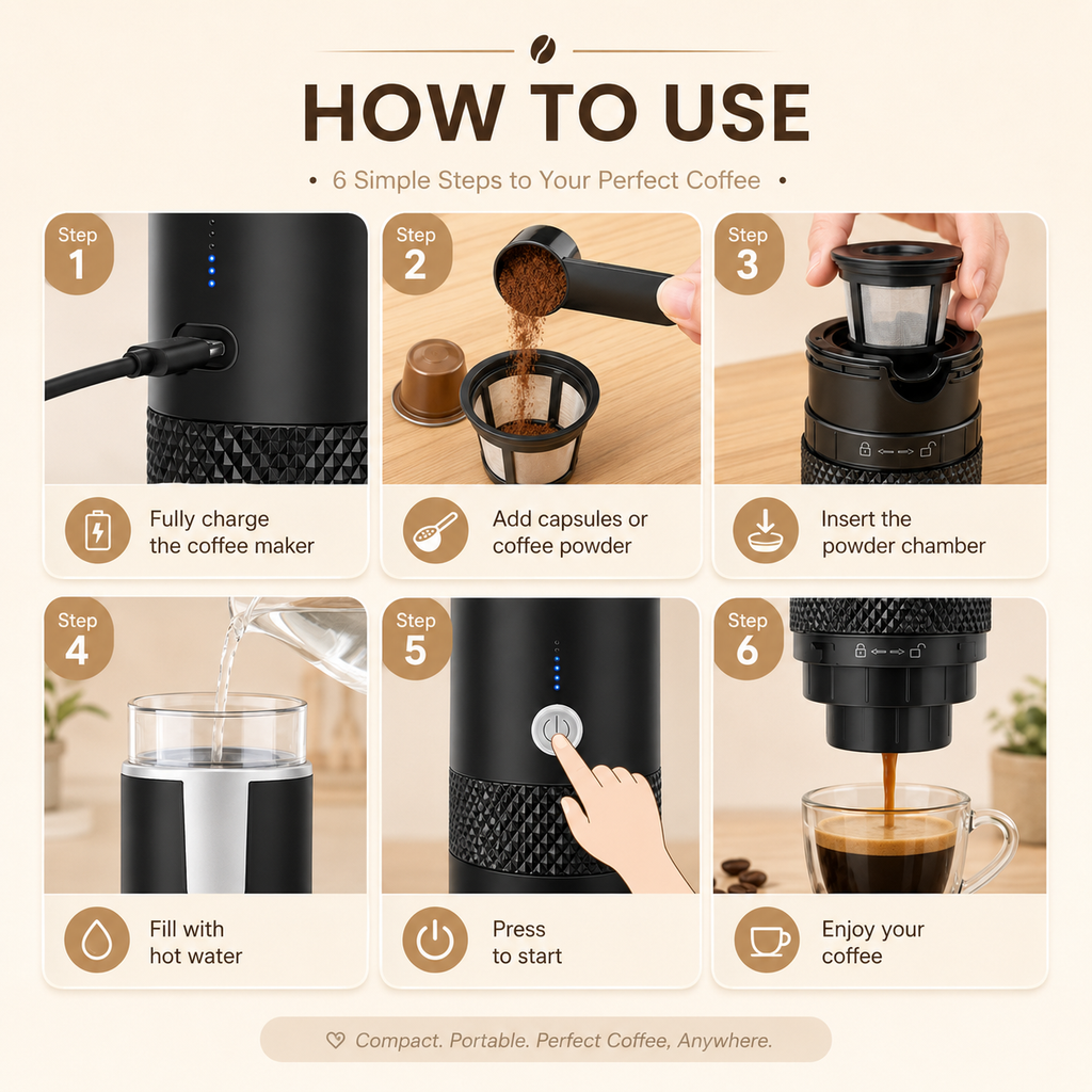 Portable Espresso Maker for Capsules & Ground Coffee