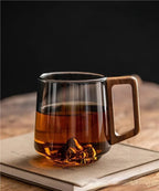 Large Modern Mug with Wooden Handle Stylish Cup for Daily Hot & Cold Drinks