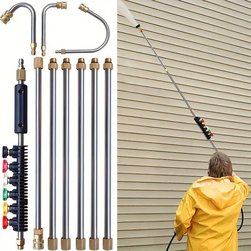 High Pressure Telescopic Washer Wand Set Gutter & Roof Cleaning Kit