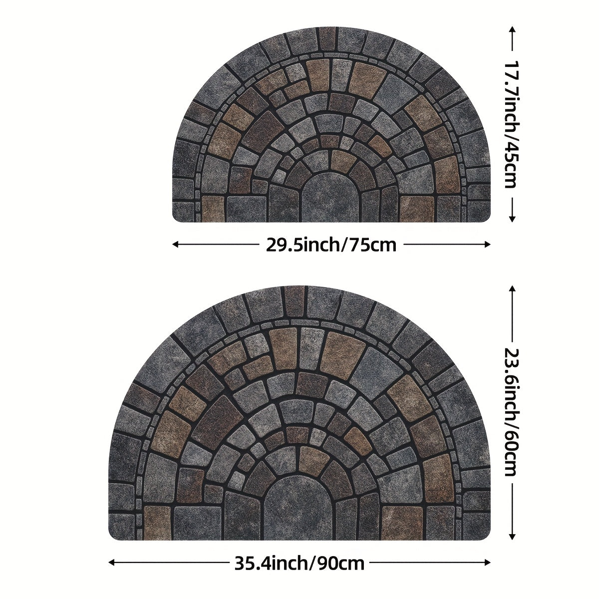 Half Circle Door Mat Non Slip Indoor Outdoor Mosaic Entryway - Image 4