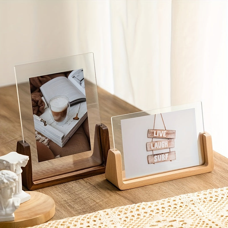 Acrylic Wood Photo Frame Modern Minimalist Desk Display - Image 5