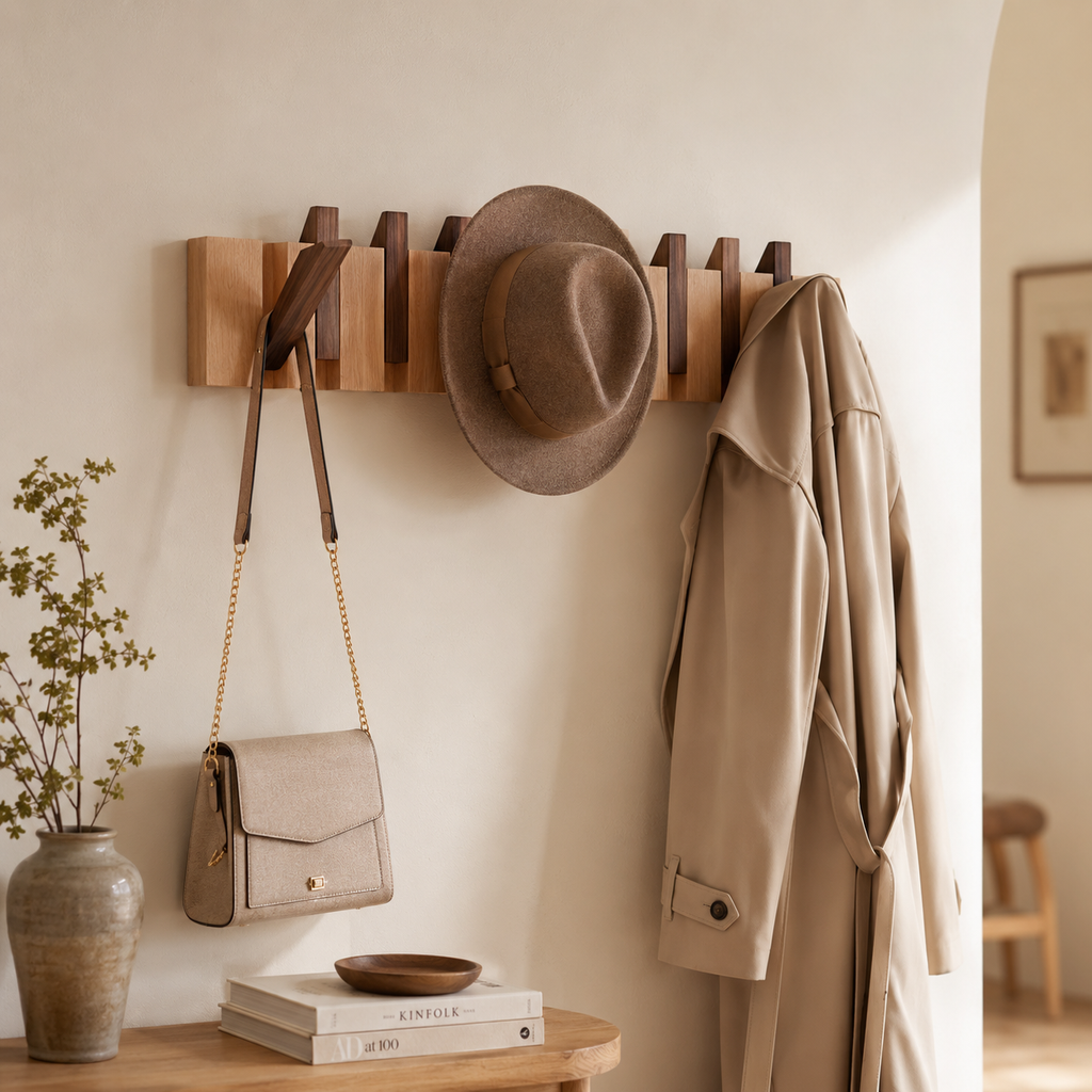 Wooden Space-Saving Wall-Mounted Piano Hanger Rack
