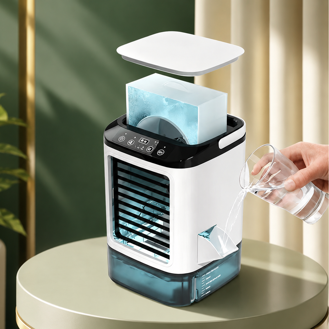 Portable Air Conditioner Fan Bladeless Misting Cooler Ice Box USB Desk