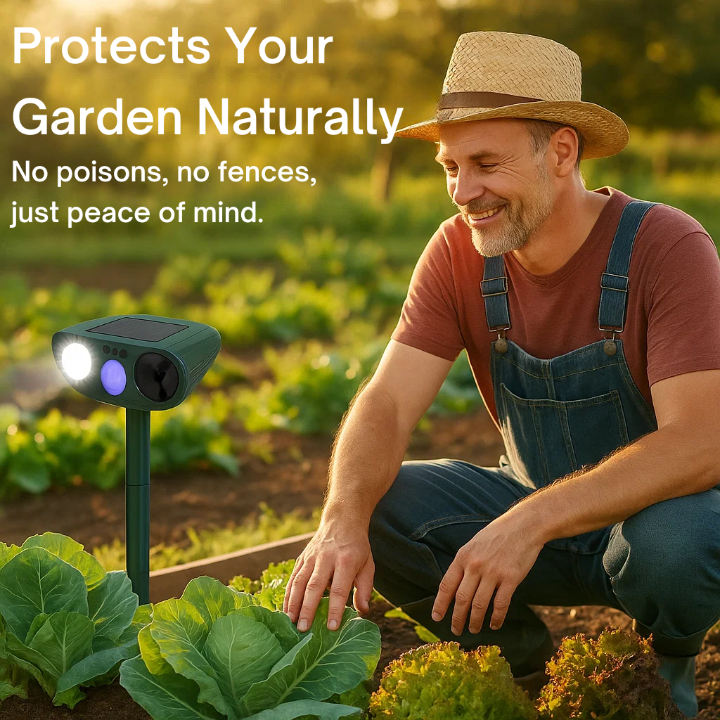 Eco‑Friendly Rabbit Deterrent with Ultrasonic & LED Lights