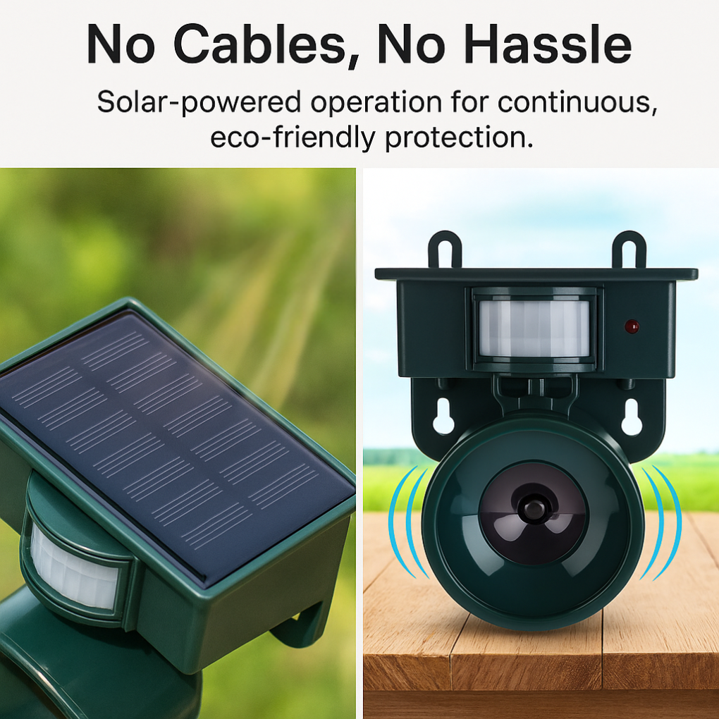 Smart Solar Bird Repeller Motion-Activated Outdoor Deterrent