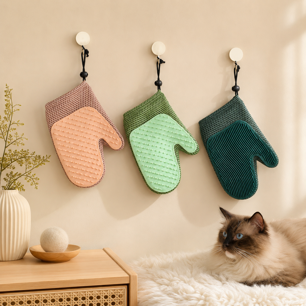 2-in-1 Pet Grooming Gloves for Cats and Dogs