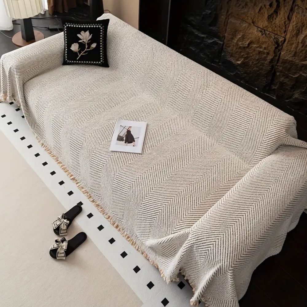 Elegant Herringbone Couch Cover Easy‑Care Furniture Shield