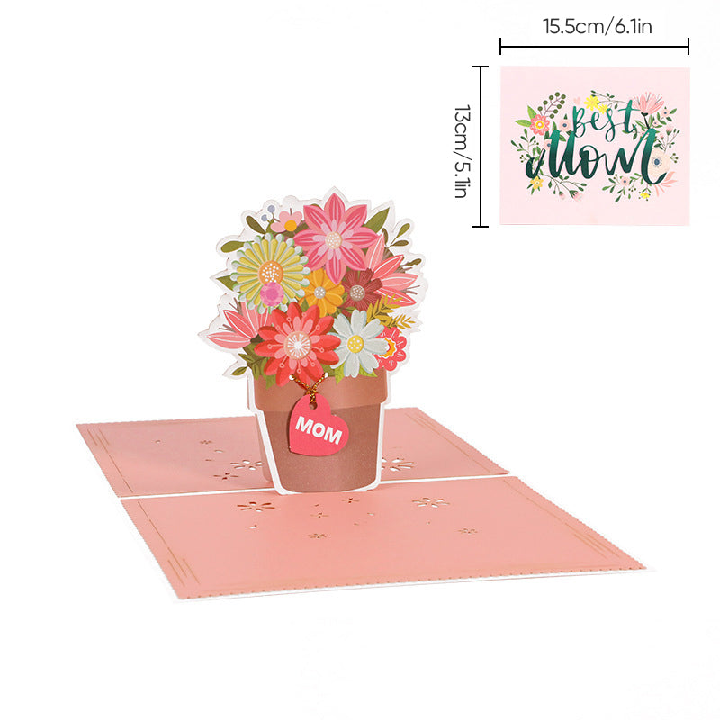 Mother’s Day 3D Floral Pop‑Up Card Elegant Gift for Mum