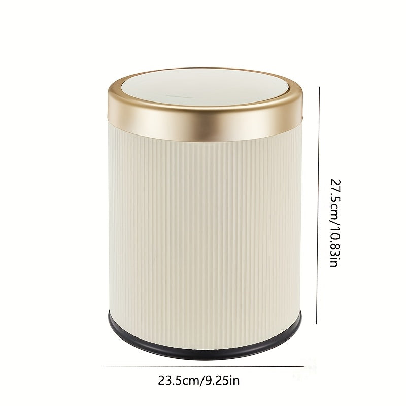 Luxury Bathroom Trash Can Oval Press Top Waste Bin Gold Lid - Image 6