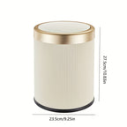 Luxury Bathroom Trash Can Oval Press Top Waste Bin Gold Lid - Image 6