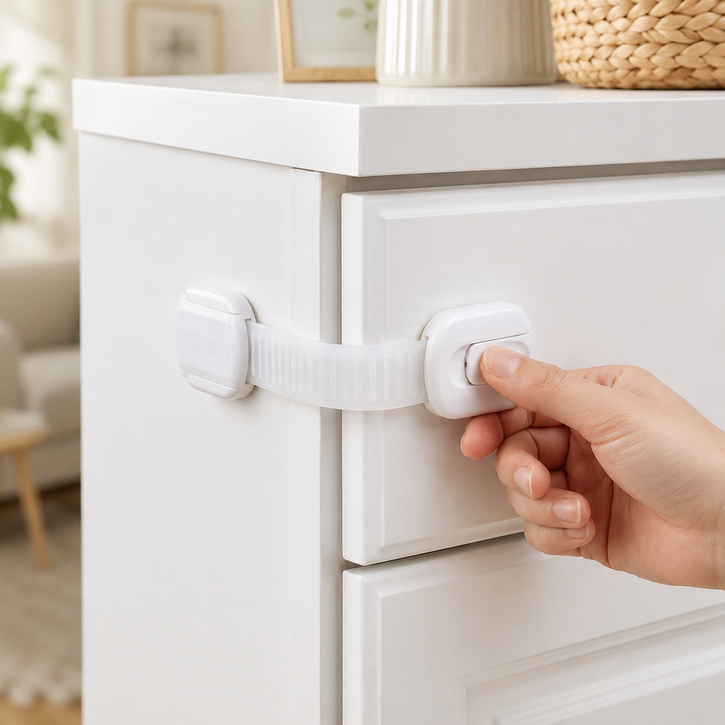 10-Pack Baby Proof Cabinet Locks with Adhesive Straps