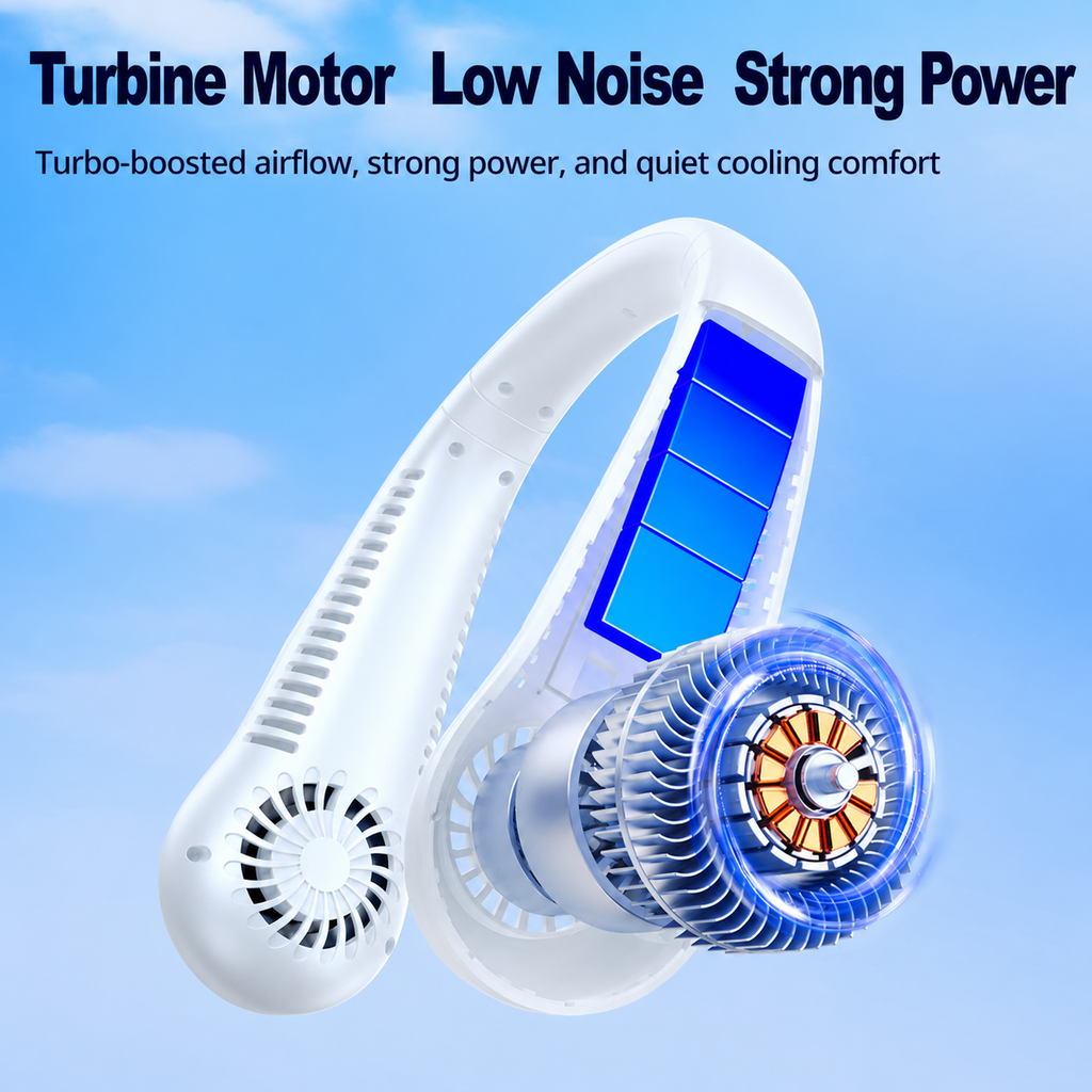Bladeless Neck Fan Portable Rechargeable Hands Free 5 Speed Wearable Cooling