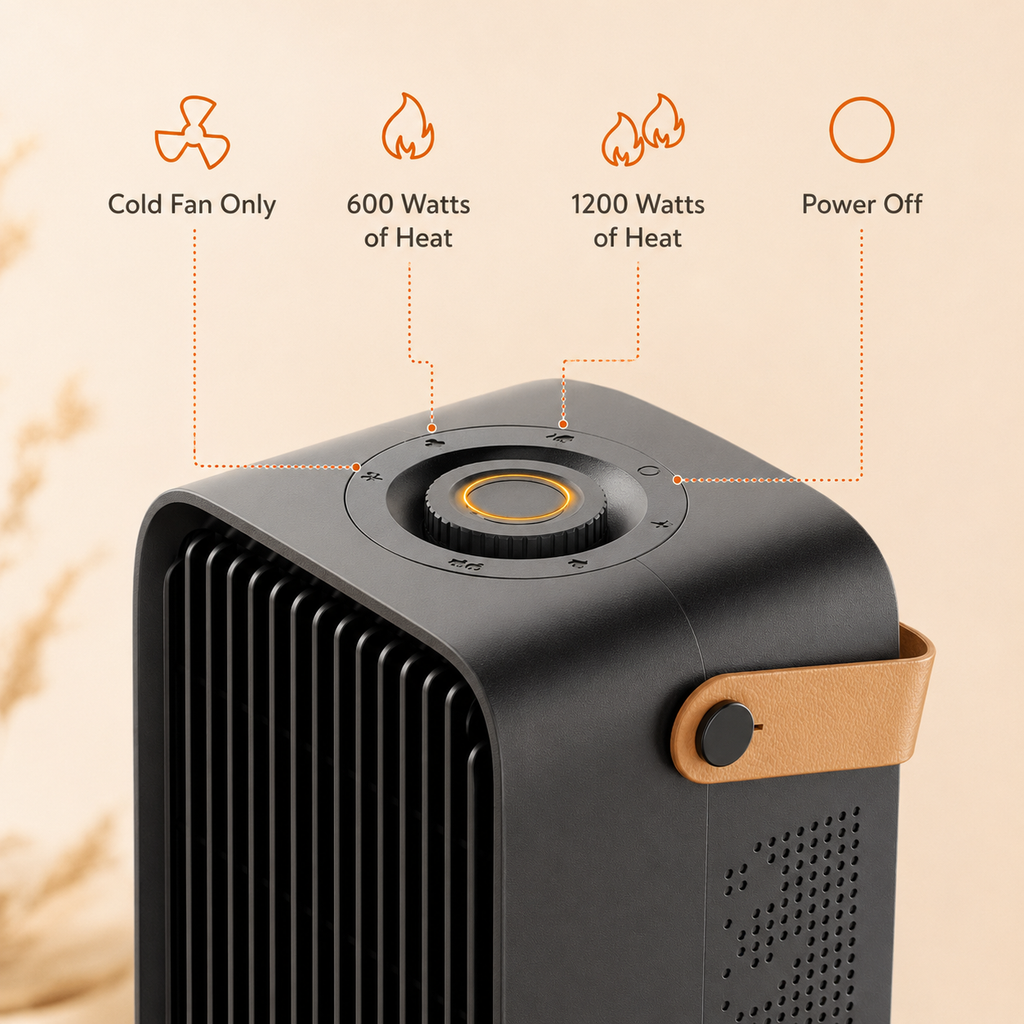 1200W Portable Electric Desktop Heater with Safe Fast Heating