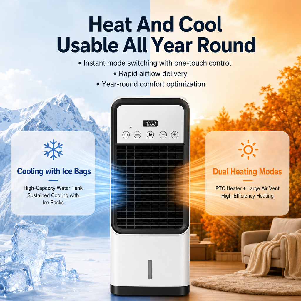 Dual-Mode Air Cooler & Fan, Heater - Portable Air Conditioner with Remote Control