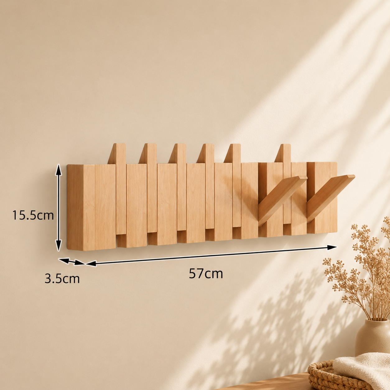 Wooden Space-Saving Wall-Mounted Piano Hanger Rack