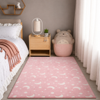 Magical Glow in the Dark Kids Rug with Moon and Star Design