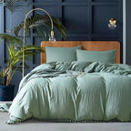 Anna Quilt Cover Set Nordic Pompom Trim