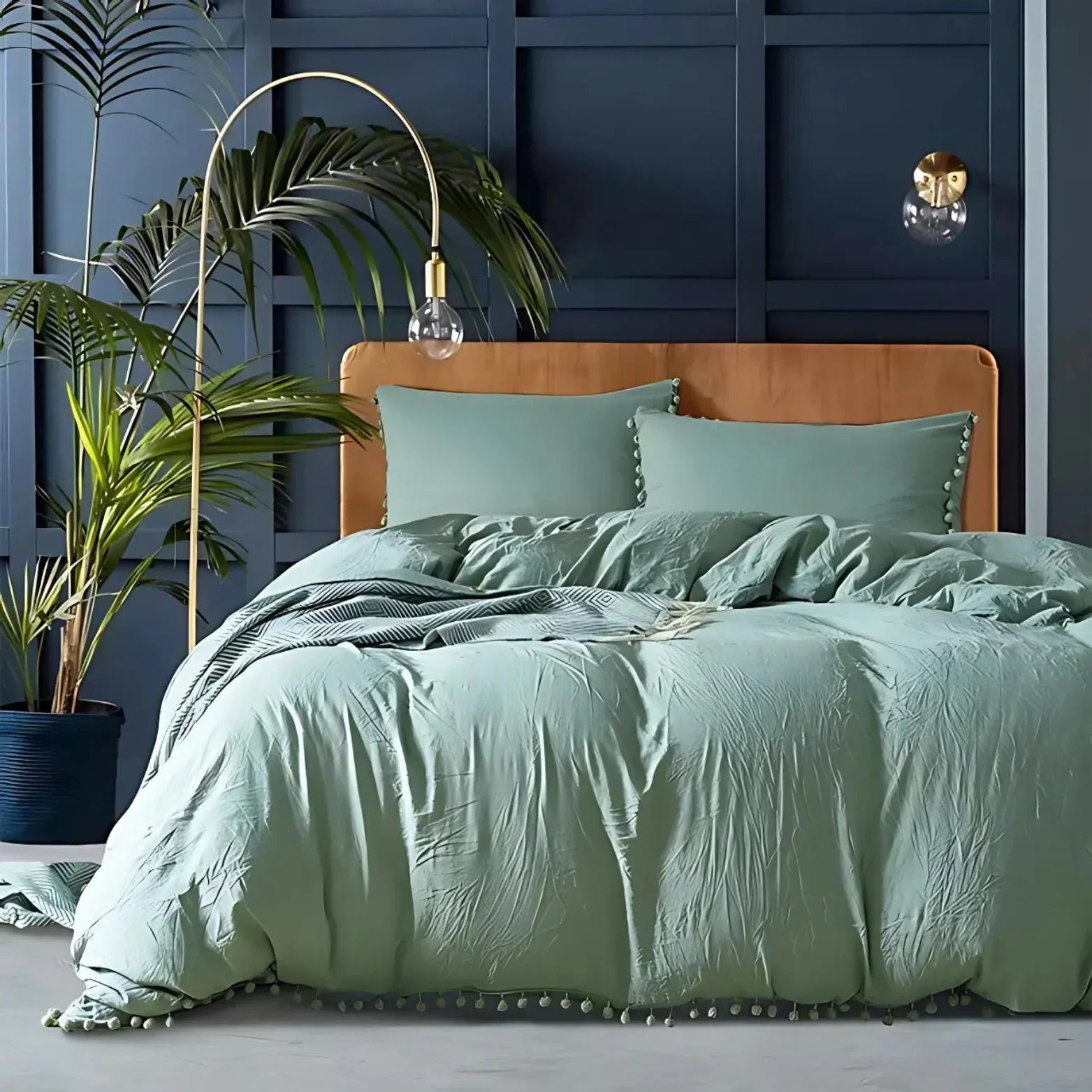 Anna Quilt Cover Set Nordic Pompom Trim