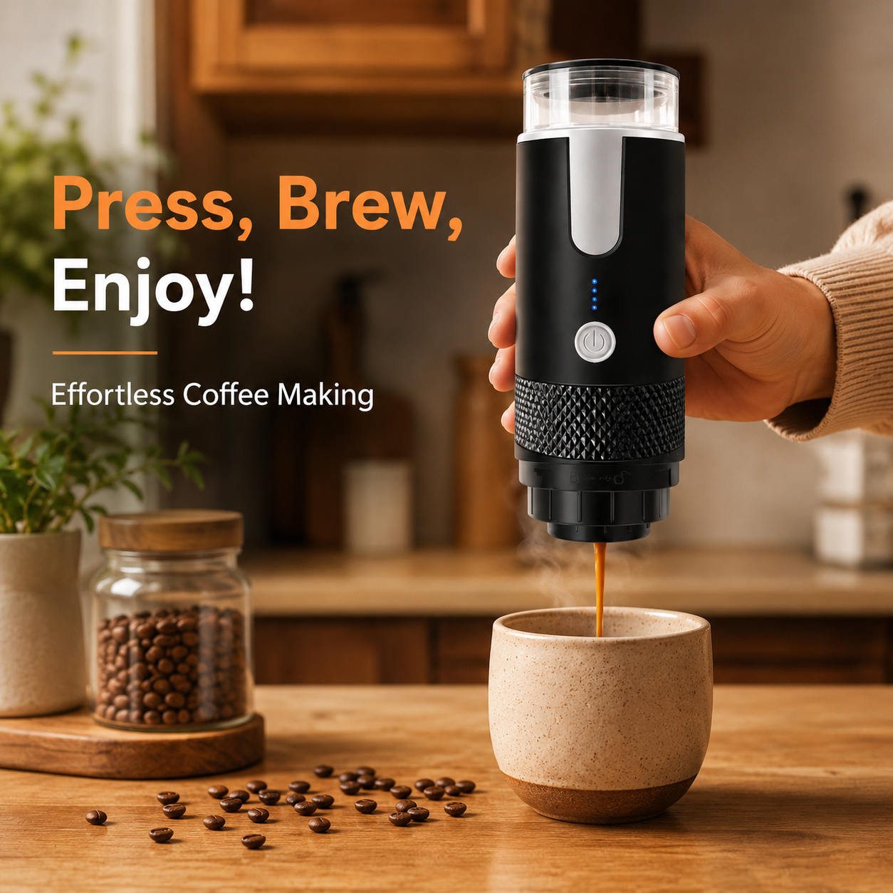 Portable Espresso Maker for Capsules & Ground Coffee