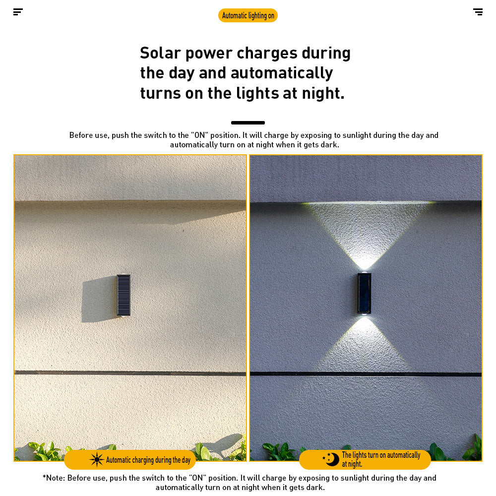 Modern Wire-free Solar Wall Outdoor Lights For Garden and Courtyard
