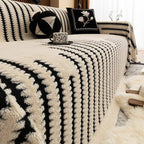 Plush Couch Protector Warm Comfort with Elegant Linear Design