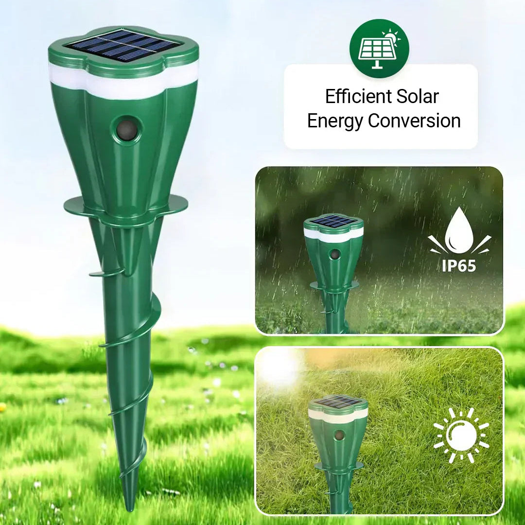 Solar Mole Repellent Stakes Waterproof Sonic Vole Gopher Deterrent Yard - Image 2