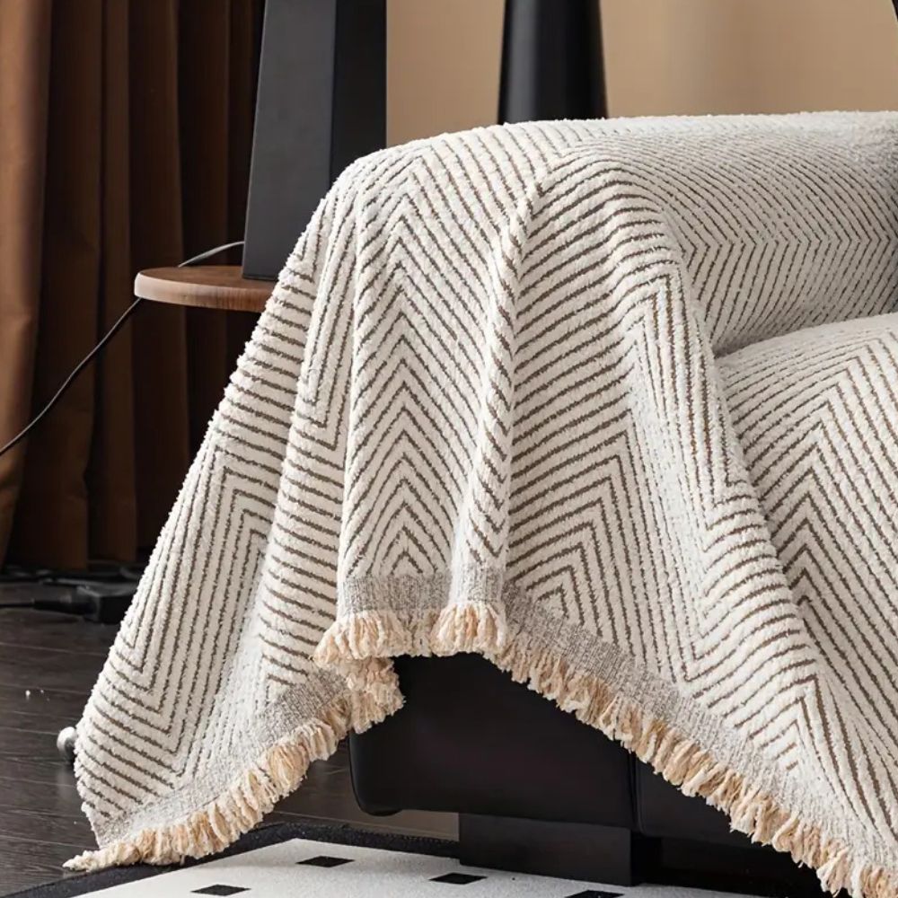 Elegant Herringbone Couch Cover Easy‑Care Furniture Shield