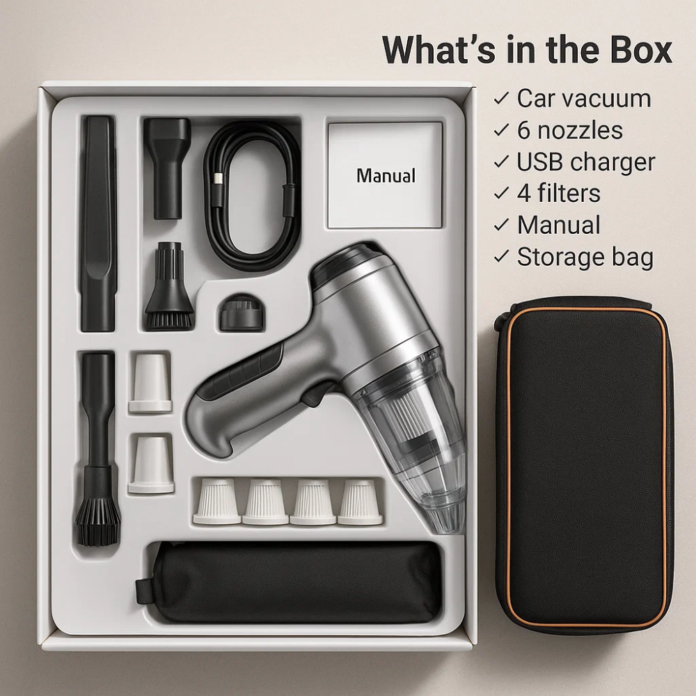 Car Vacuum Cleaner Powerful Compact Cordless Cleaner with Attachments