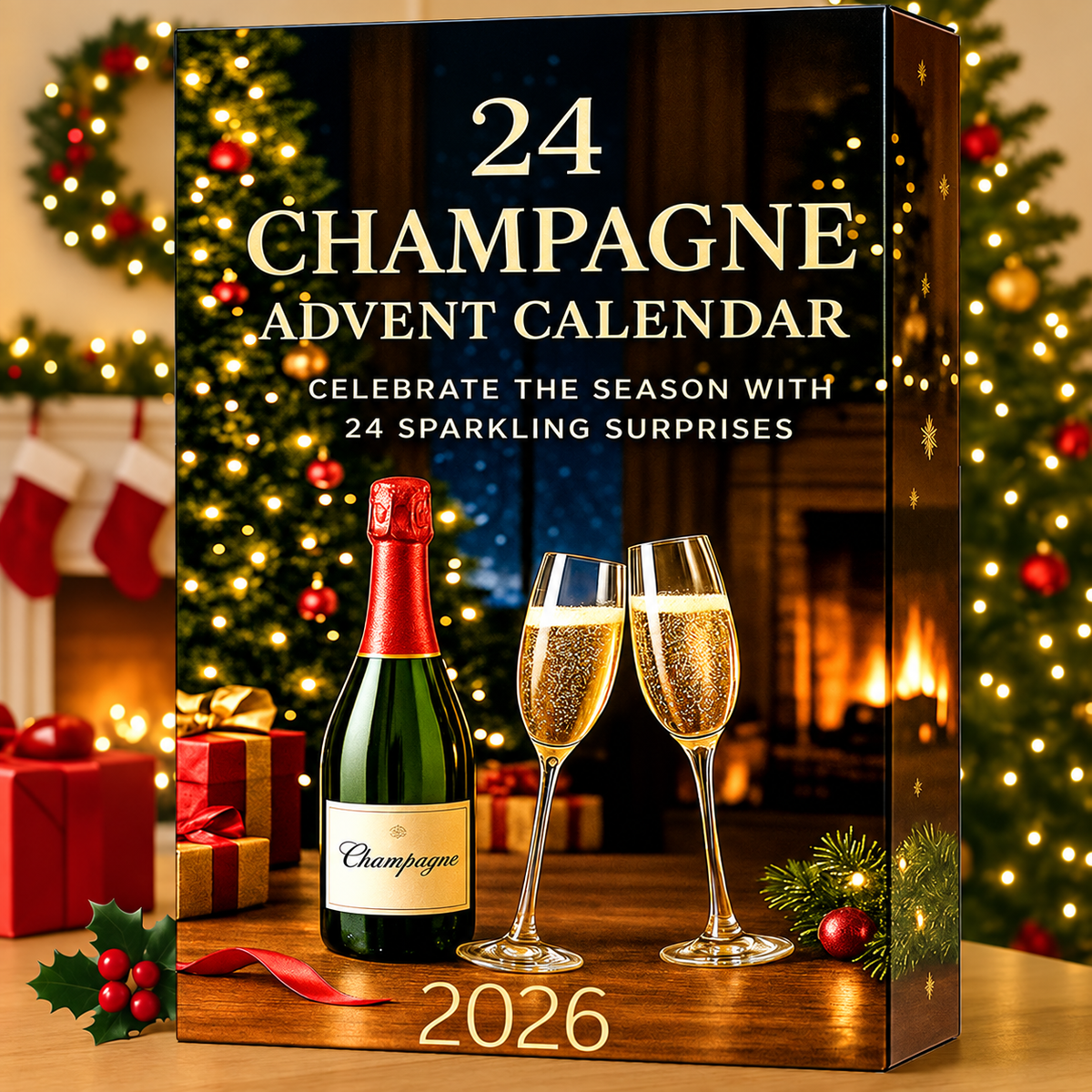 24 Day Champagne Advent Calendar 2026 Decorative 2D Bottle Ornaments
